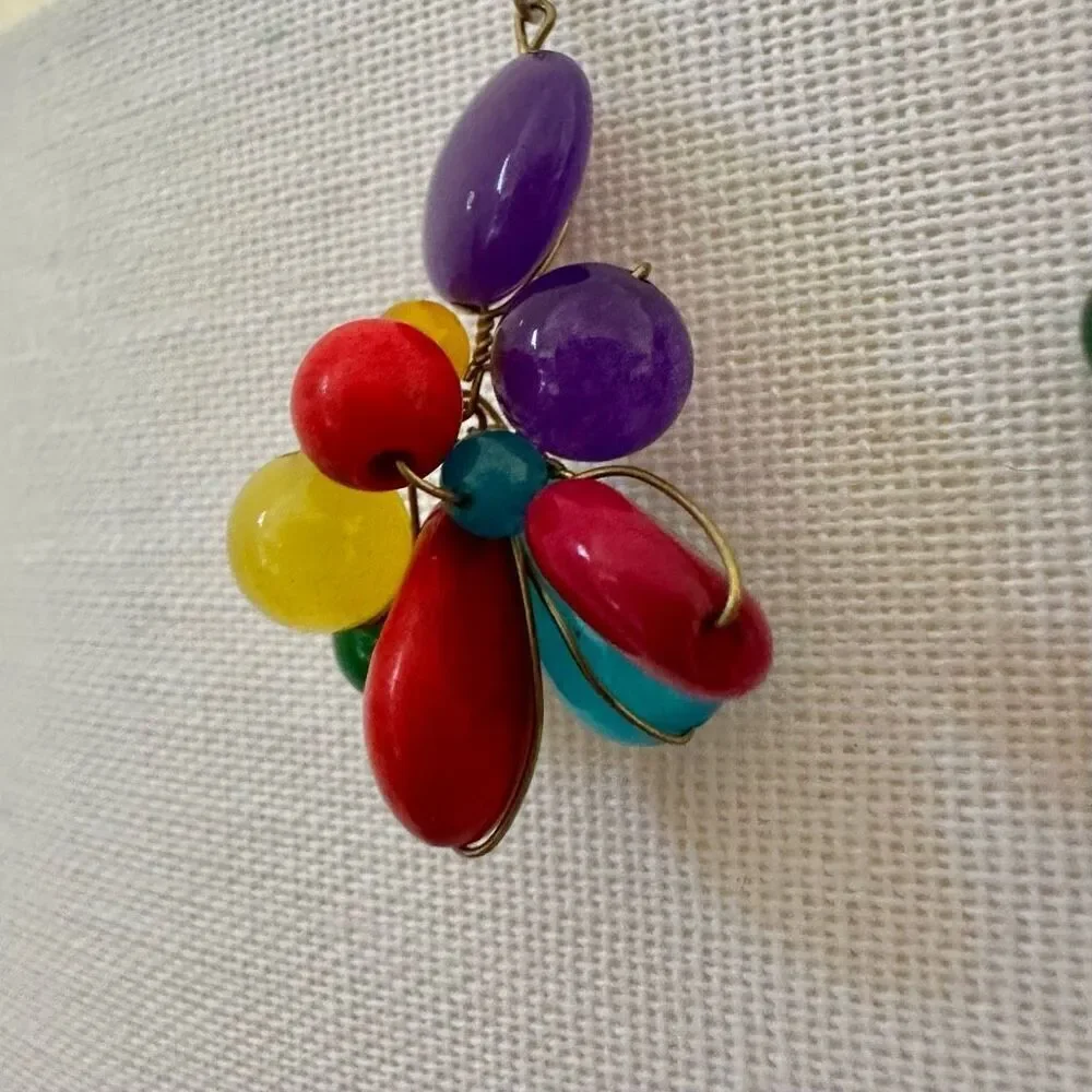 Colorful beaded dangling earrings